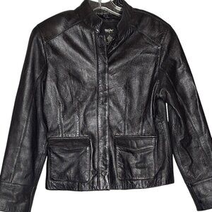 mossimo Genuine Black leather Jacket SIZE MEDIUM